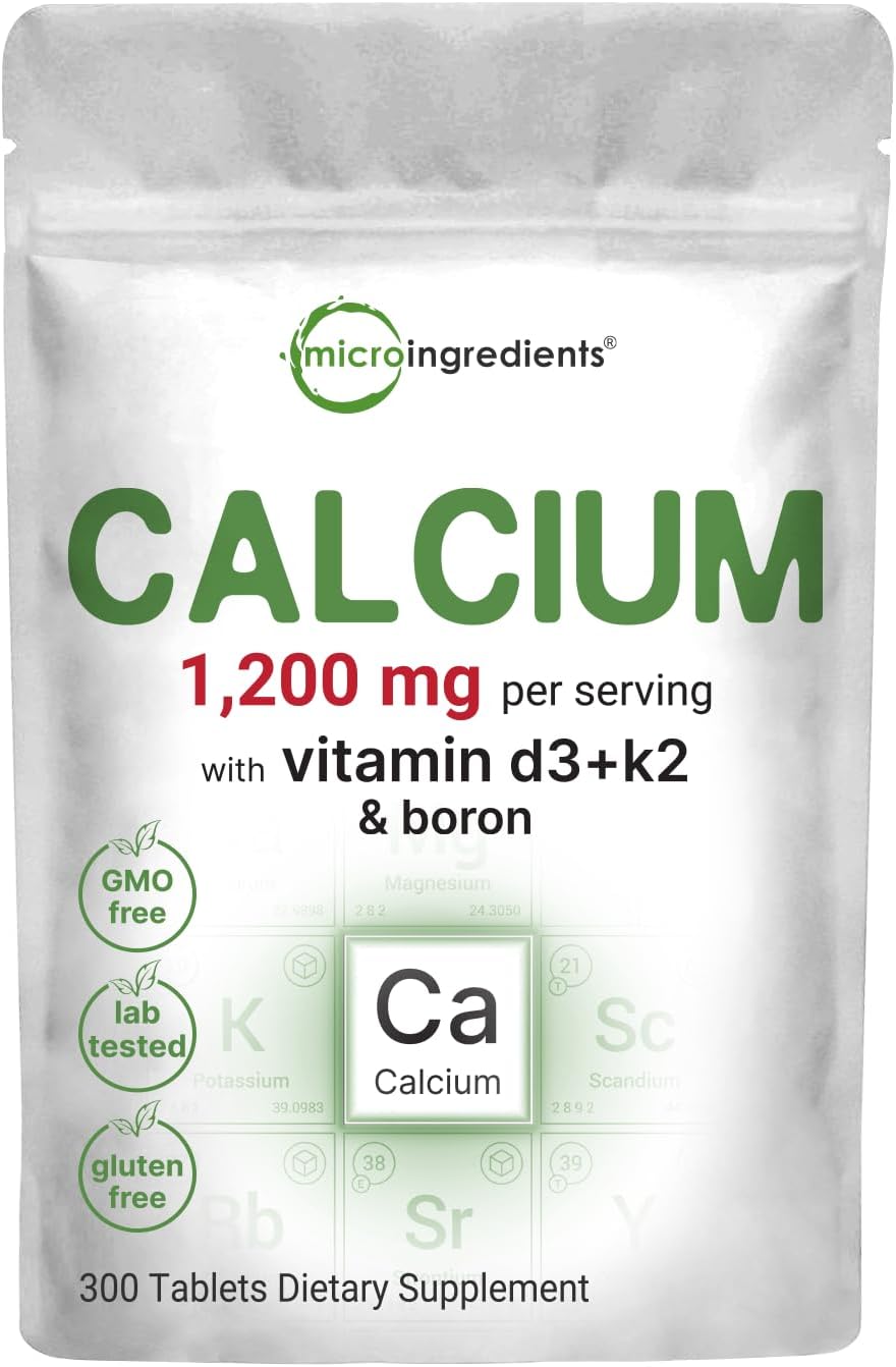 Calcium 1,200mg with Vitamin D3 & K2, 300 Tablets | Calcium Supplements for Women & Men | Mineral Complex Support Bone, Teeth, Colon & Cardiovascular Health | Non-GMO, Gluten-Free - PrimeBioHealth - canada supplements