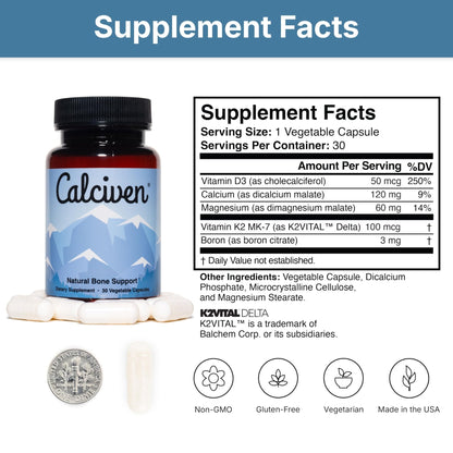 Calciven - Natural Bone Support Supplement - Non-GMO, Gluten-Free - PrimeBioHealth - canada supplements