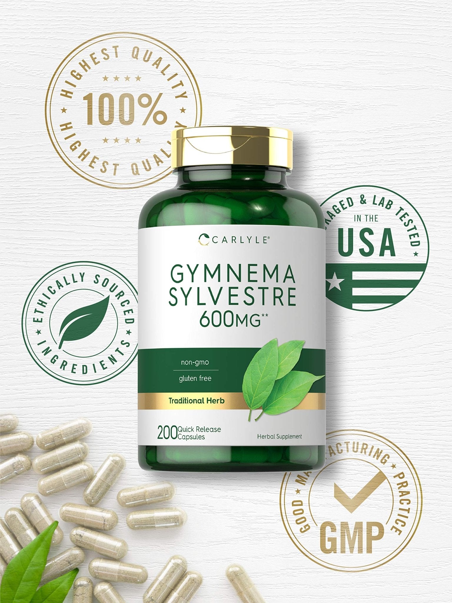 Carlyle Gymnema Sylvestre Capsules | 200 Count | Non-GMO and Gluten Free Supplement - PrimeBioHealth - canada supplements
