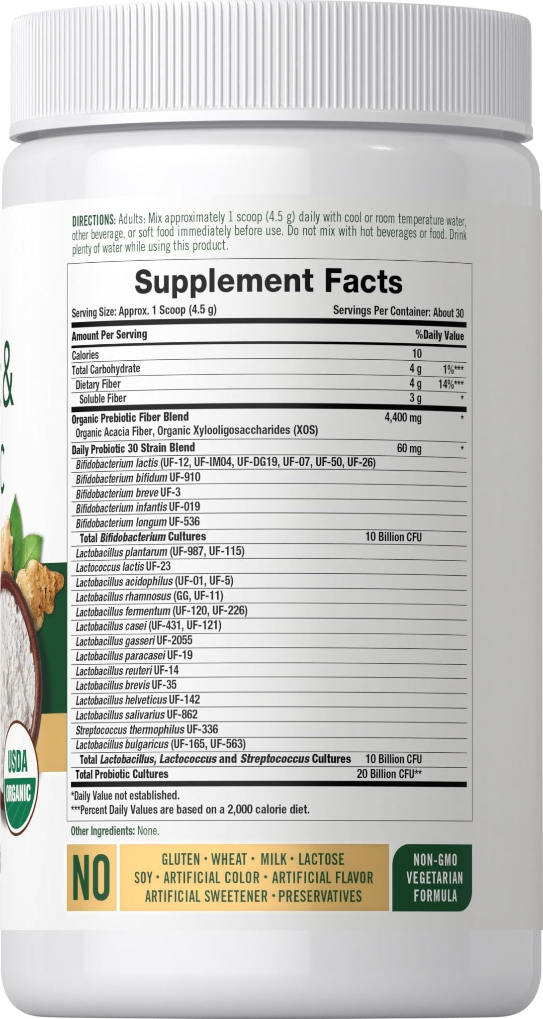 Carlyle Probiotic and Prebiotic Powder | 20 Billion CFU | 4.76 oz | Organic Fiber Blend | for Women and Men | Vegetarian, Non-GMO, - PrimeBioHealth - canada supplements