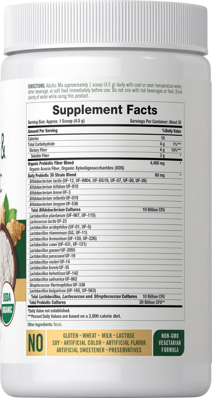 Carlyle Probiotic and Prebiotic Powder | 20 Billion CFU | 4.76 oz | Organic Fiber Blend | for Women and Men | Vegetarian, Non-GMO, - PrimeBioHealth - canada supplements