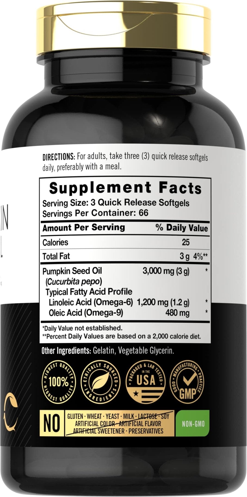 Carlyle Pumpkin Seed Oil Capsules | 3000mg | 200 Softgels | Essential Fatty Acids | Cold Pressed Dietary Supplement | Non-GMO and Gluten Free Formula - PrimeBioHealth - canada supplements