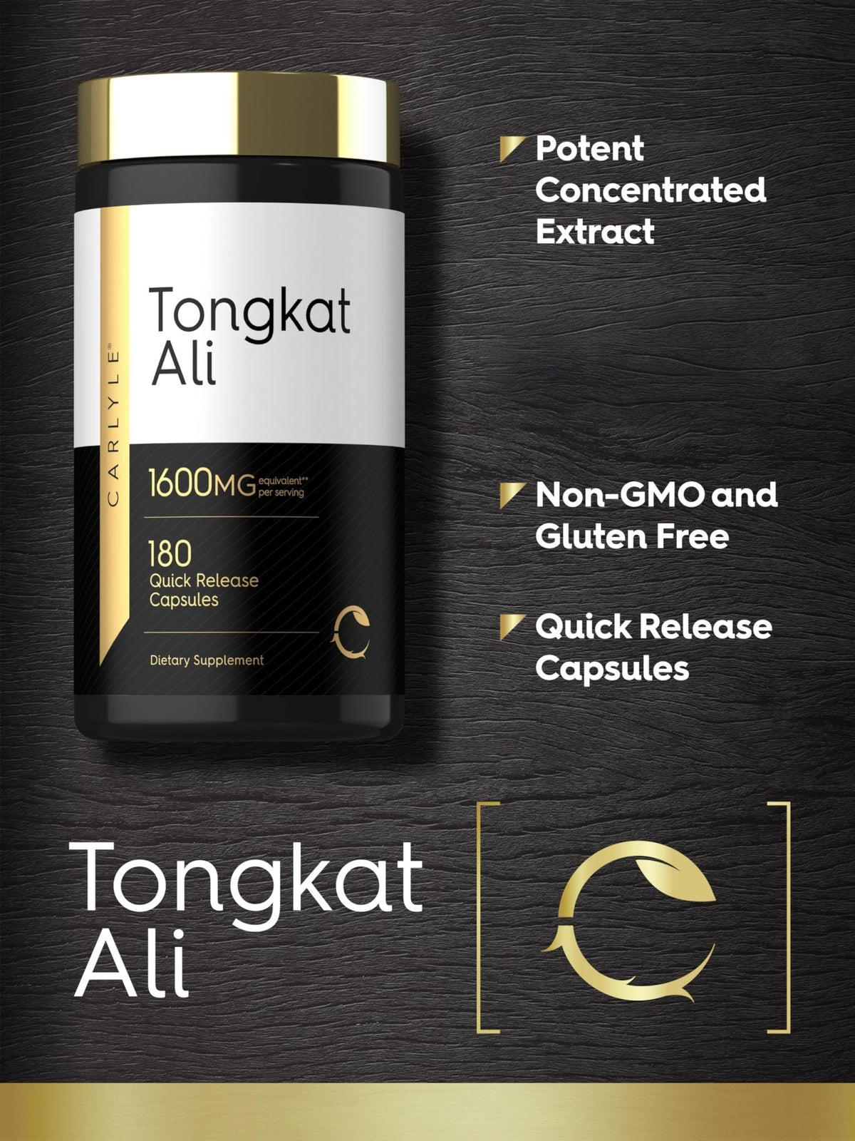 Carlyle Tongkat Ali | 180 Quick Release Capsules | Non-GMO and Gluten Free Supplement - PrimeBioHealth - canada supplements