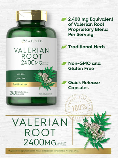 Carlyle Valerian Root Capsules | 240 Count | Herb Extract Supplement | Non-GMO, Gluten Free - PrimeBioHealth - canada supplements