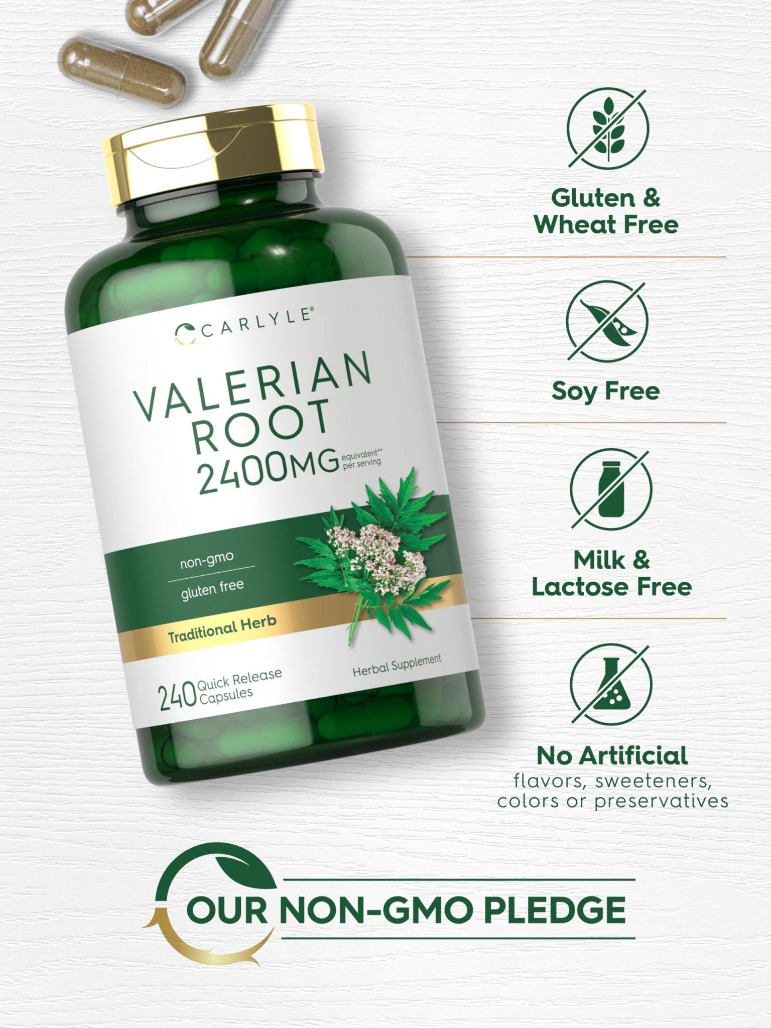 Carlyle Valerian Root Capsules | 240 Count | Herb Extract Supplement | Non-GMO, Gluten Free - PrimeBioHealth - canada supplements