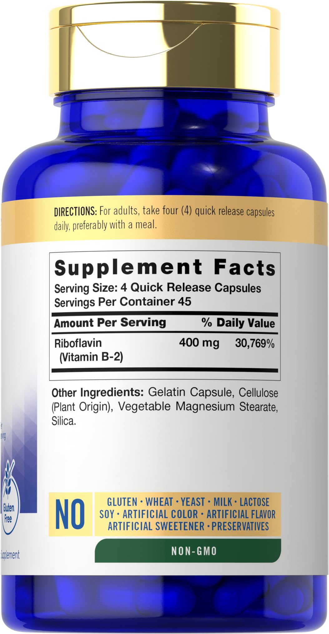Carlyle Vitamin B-2 400mg | 180 Count | Non-GMO, Gluten Free Supplement | B2 Riboflavin - PrimeBioHealth - canada supplements