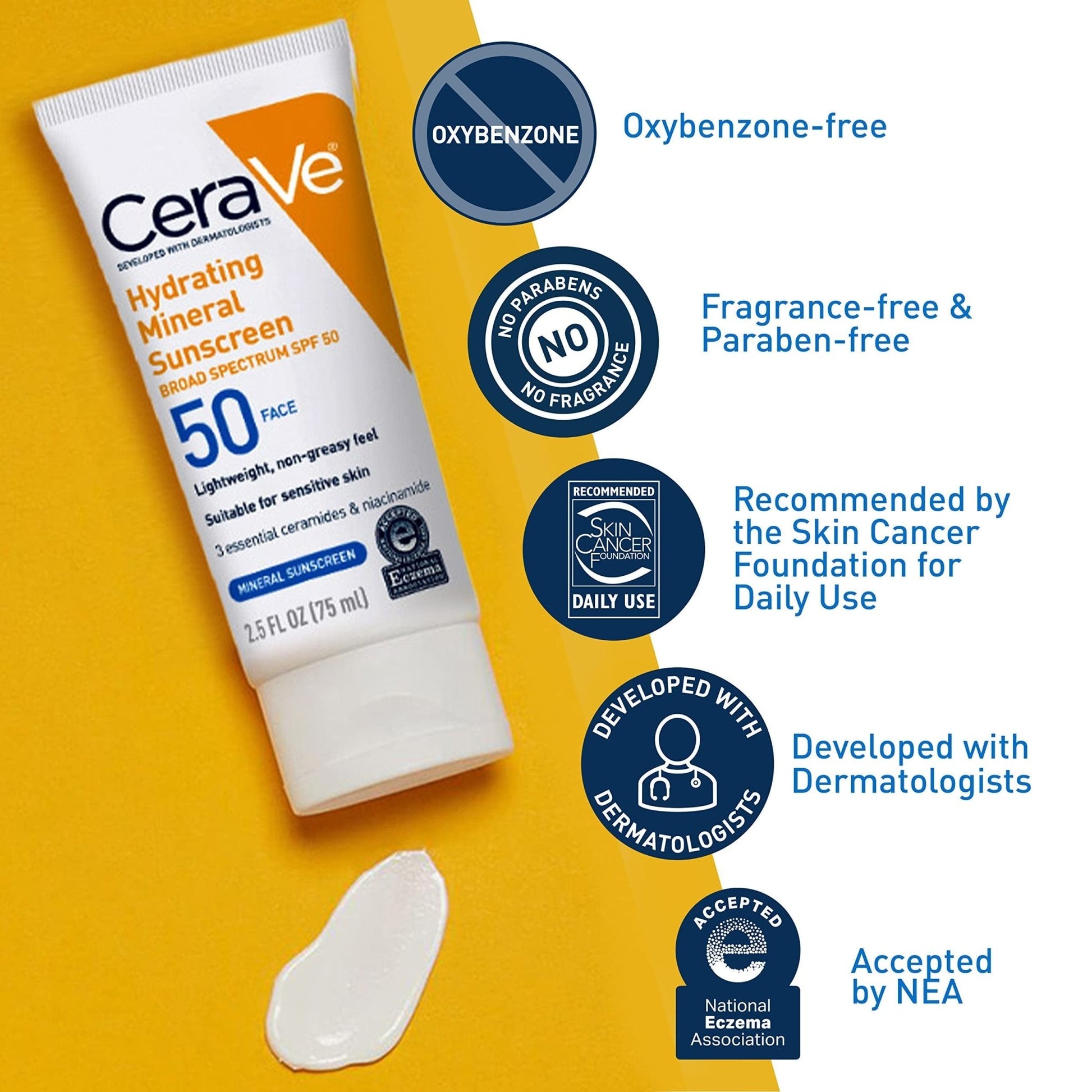CeraVe 100% Mineral Sunscreen SPF 50, Face sunscreen With Zinc Oxide & Titanium Dioxid - PrimeBioHealth - canada supplements