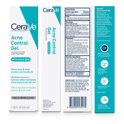 CeraVe Acne Control Gel, 2% Salicylic Acid Treatment With Glycolic Acid + Lactic Acids - PrimeBioHealth - canada supplements
