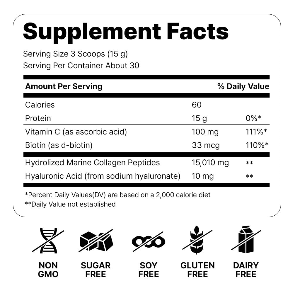 Cevitol Marine Collagen Peptides - Hydrolyzed Ultra-fine Collagen Powder for Women & Men, Hyaluronic Acid, Biotin, Vitamin C, for Skin, Hair, Nails, Joints - PrimeBioHealth - canada supplements