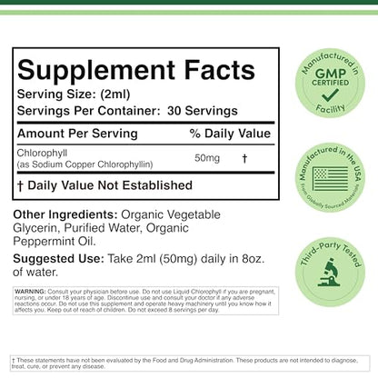 Chlorophyll Liquid Drops - for Digestion, Gut Health, Energy and Detox - Vegan Safe - PrimeBioHealth - canada supplements