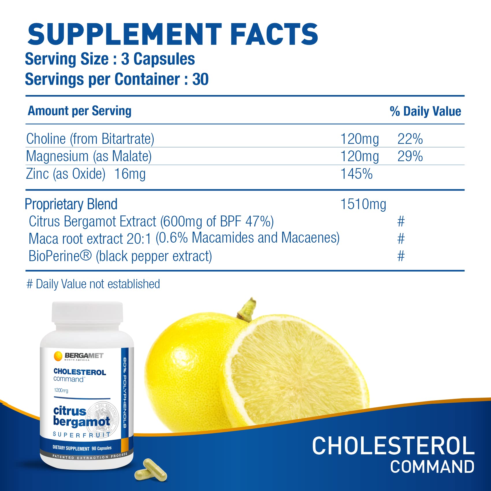Cholesterol Command, Citrus Bergamot SuperFruit Supplement, 47% Bergamot Polyphenol Fraction (BPF) Patented Formula, - PrimeBioHealth - canada supplements