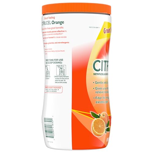 CITRUCEL Fiber Powder for Occasional Constipation Relief, Methylcellulose Fiber Powder, Orange Flavor - 30 Ounces - PrimeBioHealth - canada supplements