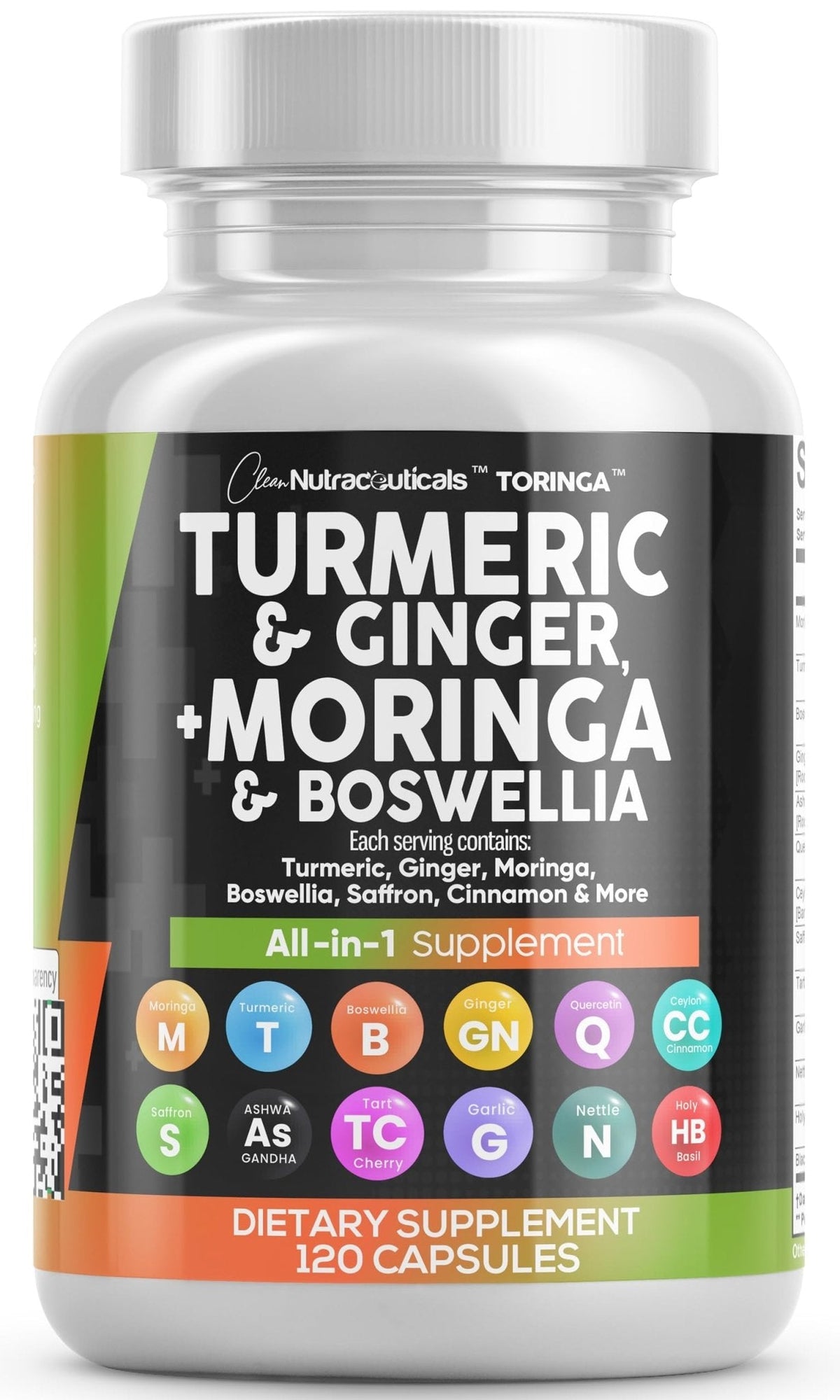 Clean Nutraceuticals Turmeric Moringa Supplement | Ginger Boswellia Saffron - Supplement for Women and Men with Ceylon Cinnamon - PrimeBioHealth - canada supplements