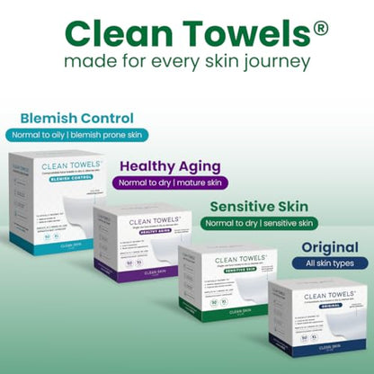 CLEAN SKIN CLUB Sensitive Skin Clean Towels® XL, Ultra-Soft Disposable Face Dry Wipes Infused with Aloe & Glycerin - PrimeBioHealth - canada supplements