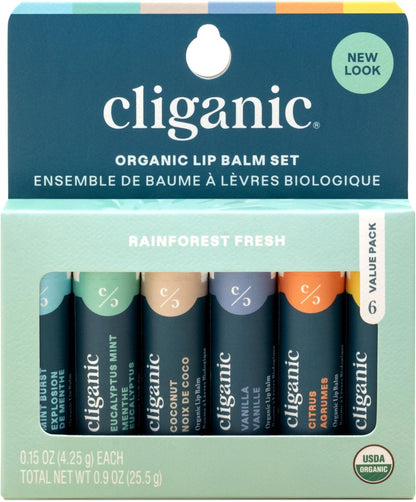 Cliganic Organic Lip Balm Set (6 Flavors) - 100% Natural Hydrating, Moisturizing for Dry Cracked Lips, Stocking Stuffer Gift for Men & Women - PrimeBioHealth - canada supplements