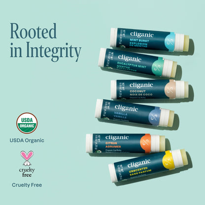 Cliganic Organic Lip Balm Set (6 Flavors) - 100% Natural Hydrating, Moisturizing for Dry Cracked Lips, Stocking Stuffer Gift for Men & Women - PrimeBioHealth - canada supplements