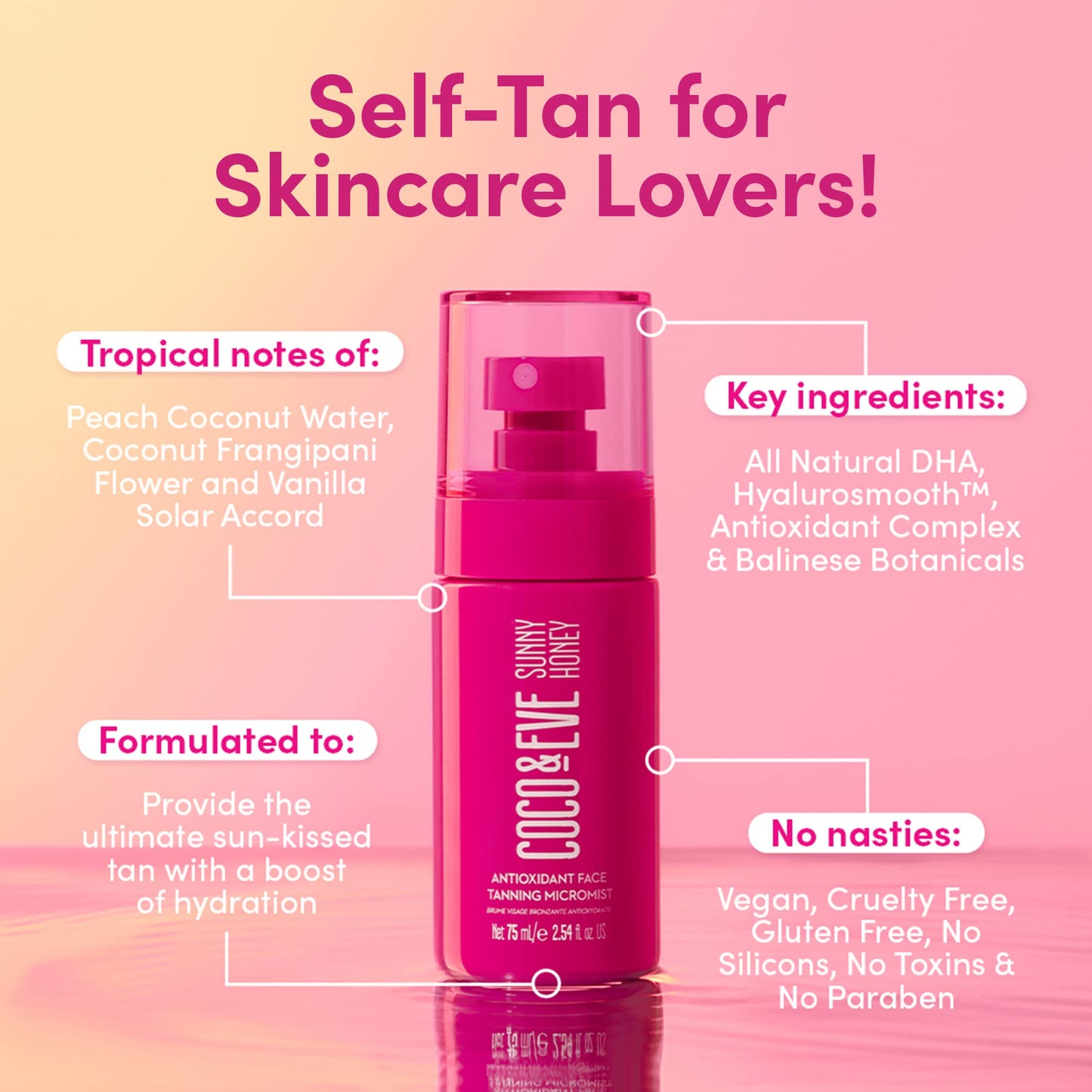 Coco & Eve Face Tanning Micromist – Sunless Facial Self Tanner Ultra Fine Mist for Face, - PrimeBioHealth - canada supplements