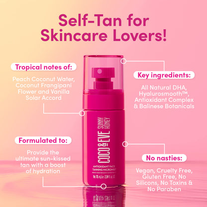 Coco & Eve Face Tanning Micromist – Sunless Facial Self Tanner Ultra Fine Mist for Face, - PrimeBioHealth - canada supplements