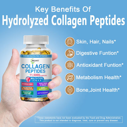 Collagen Peptides Softgels, Multi Collagen Peptide w/ Glucosamine Chondroitin MSM Biotin, Hydrolyzed Collagen Peptides Complex for Women Supports Skin Hair - PrimeBioHealth - canada supplements