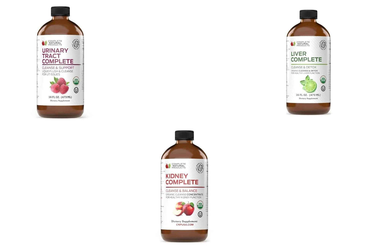 Complete Natural Urinary Tract Complete 12oz, Liver Complete 16oz, Kidney Complete 12oz Bundle