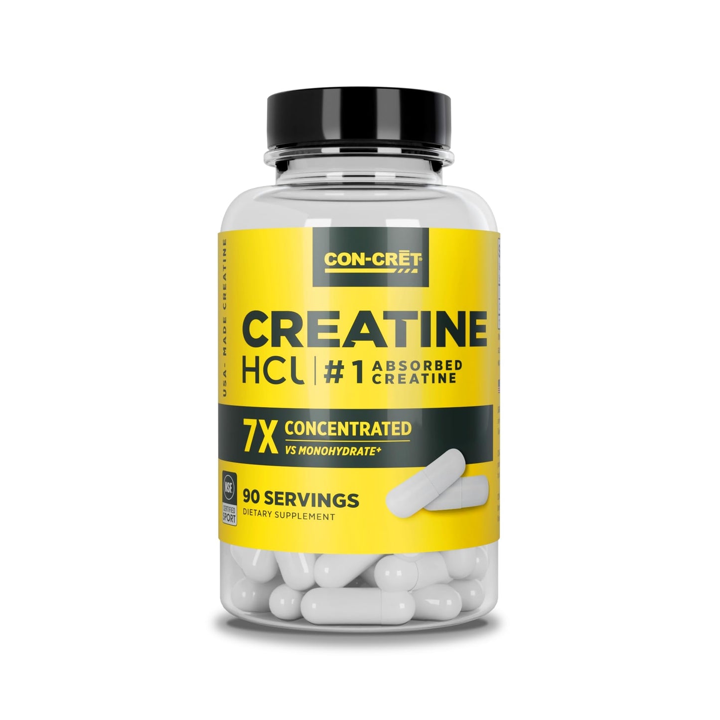 CON-CRET Creatine HCl Capsules | Muscle, Cognitive, Cellular Energy Support | No Bloating or Cramps | USA Made & NSF Certified - PrimeBioHealth - canada supplements