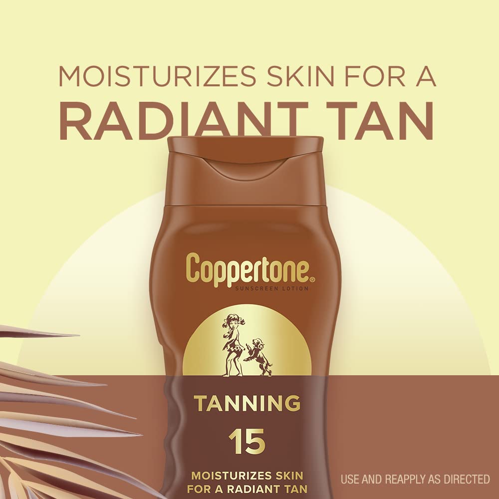 Coppertone Tanning Sunscreen Lotion, SPF 15, Lightweight and Non Greasy Sunscreen, Water Resistant, Oxybenzone Free - PrimeBioHealth - canada supplements