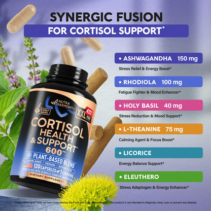Cortisol Supplement for Women - Holy Basil | Ashwagandha | Rhodiola | L-Theanine - Plant-Based Hormone Balance - Mood, Focus & Sleep Support - Made in USA - PrimeBioHealth - canada supplements