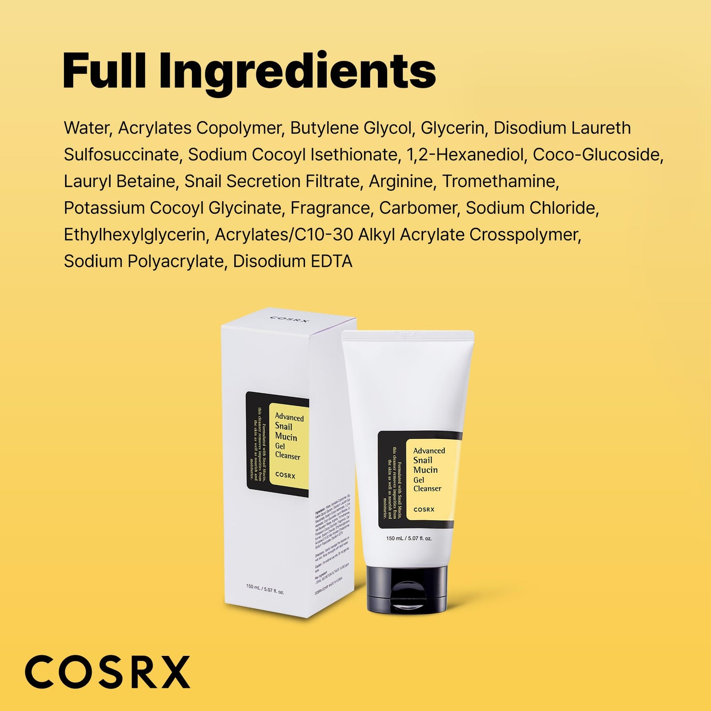 COSRX Advanced Snail Mucin Gel Cleanser, 5.07 Fl Oz / 150 mL, Rich Daily Deep Cleansing Gel for Dry & Sensitive Skin - PrimeBioHealth - canada supplements