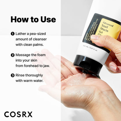 COSRX Advanced Snail Mucin Gel Cleanser, 5.07 Fl Oz / 150 mL, Rich Daily Deep Cleansing Gel for Dry & Sensitive Skin - PrimeBioHealth - canada supplements