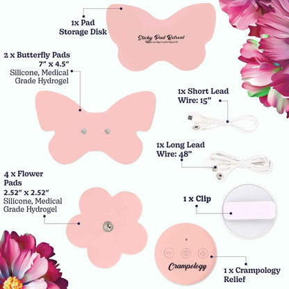 Crampology Relief Pink-Period Cramps Pain Relieving Device, Cramp Massager for Menstrual and Lower Back Ache, Reduces Endometriosis Discomfort, PMS TENS Unit, Wireless or Wired, Natural Cycle Support