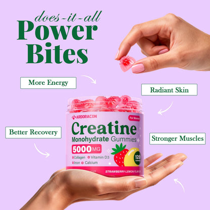 Creatine for Women, Creatine Monohydrate Gummies with Collagen, Vitamin D3 & Calcium for Muscles, Booty & Energy, Flavored Sugar Free Creatine Gummies Post - PrimeBioHealth - canada supplements