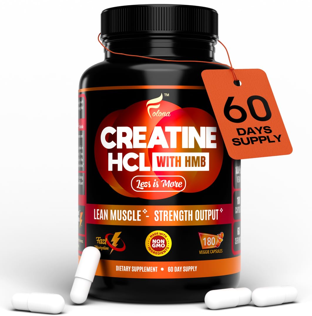 Creatine HCL Capsules with HMB - Workout Supplement for Men & Women, Muscle Builder, Endurance, Strength, Superior to Monohydrate: Instantized for Max Absorption, No Load - PrimeBioHealth - canada supplements