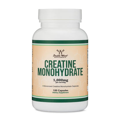 Creatine Monohydrate Capsules - 1g per Serving, 120 Count - No Fillers, Vegan Safe, Non-GMO, Gluten Free by Double Wood (Pack of 2) - PrimeBioHealth - canada supplements