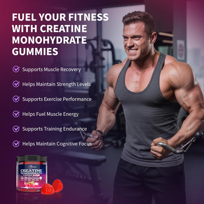 Creatine Monohydrate Gummies 5000mg for Men & Women, Organic Pure Creatine Gummies | Sugar Free,Vegan, Non-GMO,Raspberry Flavor, 120 Count - PrimeBioHealth - canada supplements