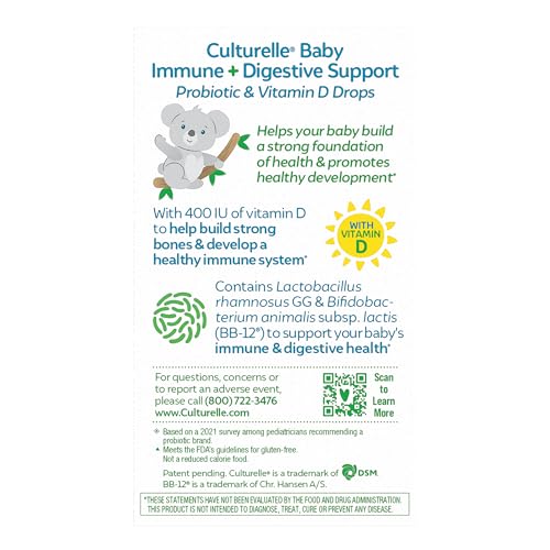 Culturelle Baby Probiotic Drops + Vitamin D, Immune & Digestive Health Support for Babies, Infants & Newborns 0-12 Months - PrimeBioHealth - canada supplements