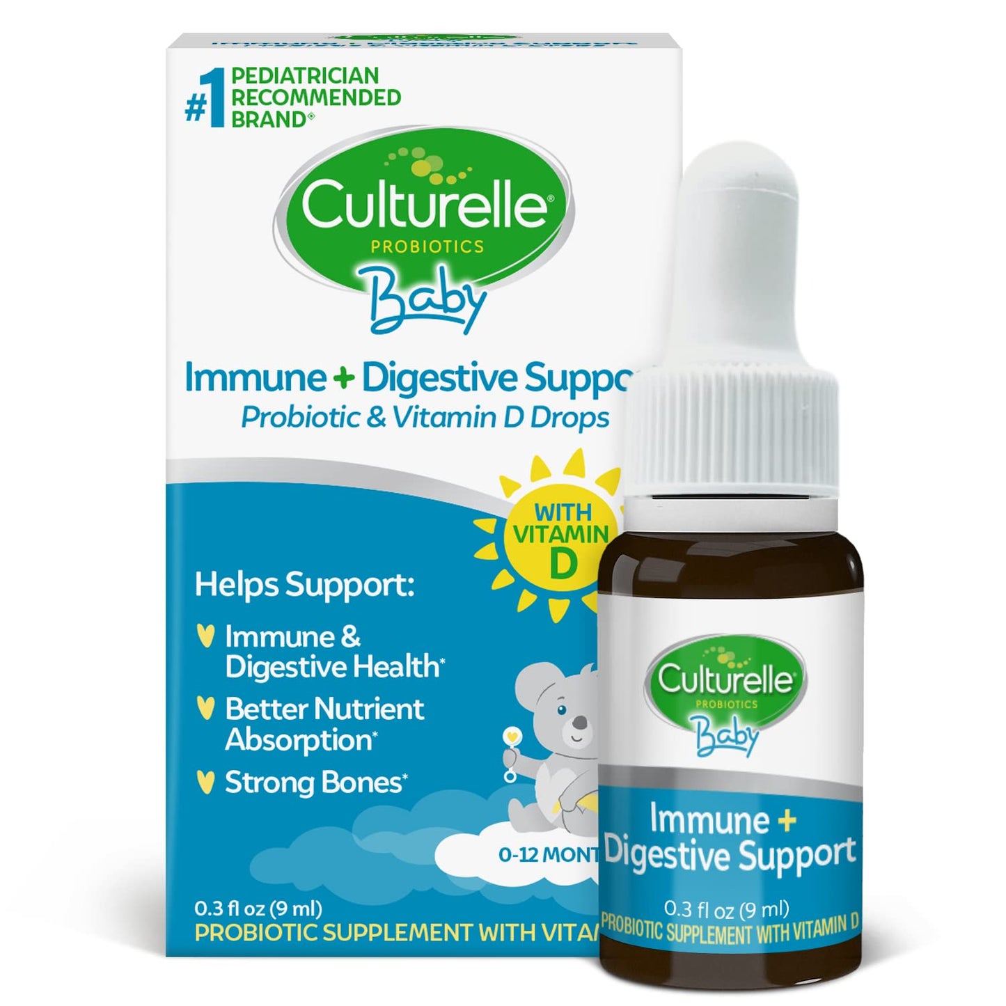 Culturelle Baby Probiotic Drops + Vitamin D, Immune & Digestive Health Support for Babies, Infants & Newborns 0-12 Months - PrimeBioHealth - canada supplements