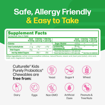 Culturelle Kids Chewable Daily Probiotic for Kids, Ages 3+, 30 Count, 1 Pediatrician-Recommended Brand, Natural Berry Flavored Daily Probiotics - PrimeBioHealth - canada supplements