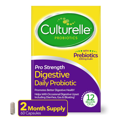 Culturelle Pro Strength Daily Probiotics For Digestive Health (2 Month Supply) with Prebiotics for Women & Men, Supports Occasional Diarrhea - PrimeBioHealth - canada supplements