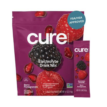 Cure Hydration | Plant-Based Electrolyte Drink Mix | No Added Sugar | FSA-HSA | Dehydration Relief Powder Made with Coconut Water | Non-GMO | Vegan - PrimeBioHealth - canada supplements