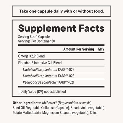Daily Nouri Digestive Support Probiotics for Women & Men | Bloating & Gas Relief | 3 Clinically Studied Strains + Omega | 30-Day Supply - PrimeBioHealth - canada supplements