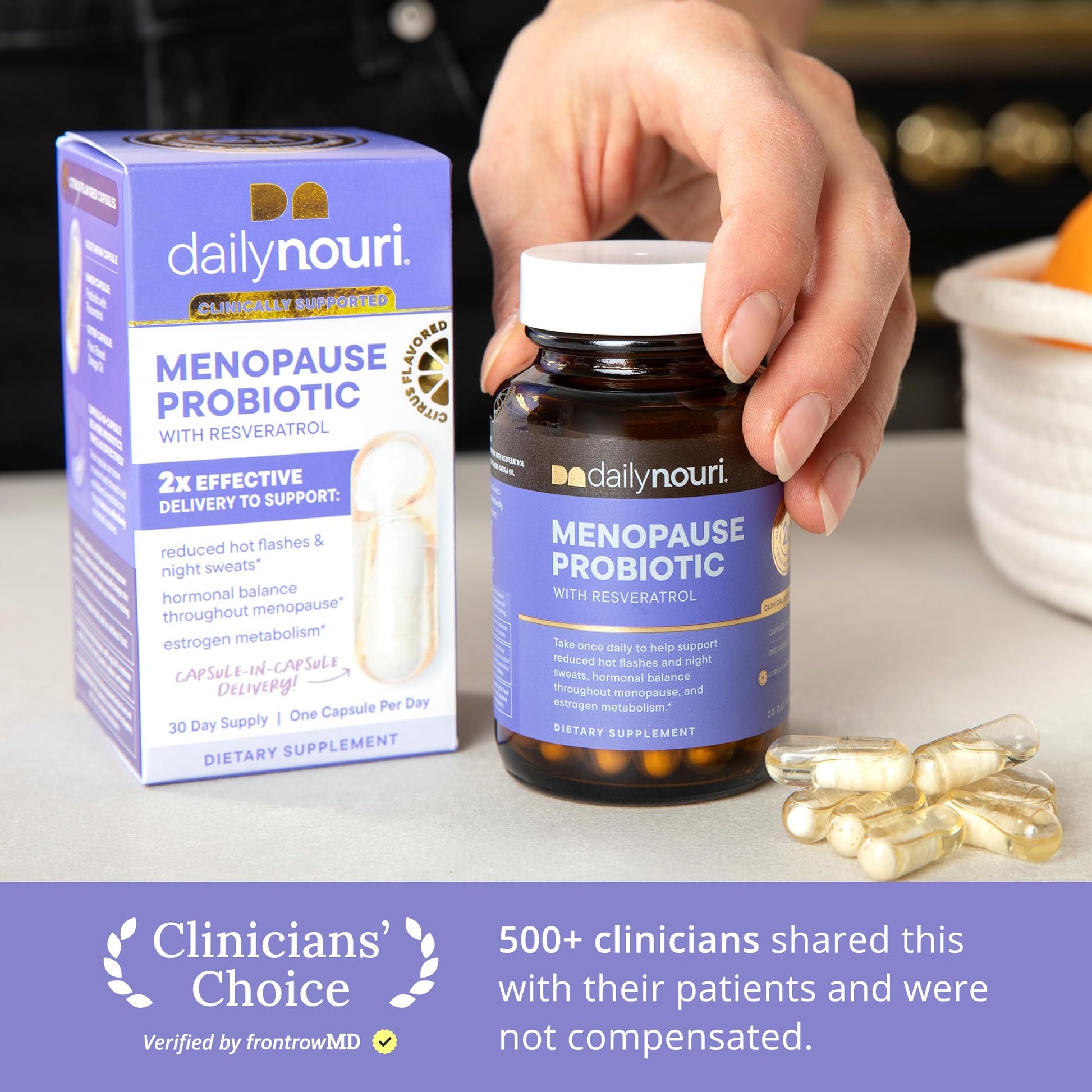 Daily Nouri Menopause Probiotics for Women | Hormonal Balance, Hot Flashes, Night Sweats & Gut Health | 3 Clinically Studied Strains - PrimeBioHealth - canada supplements