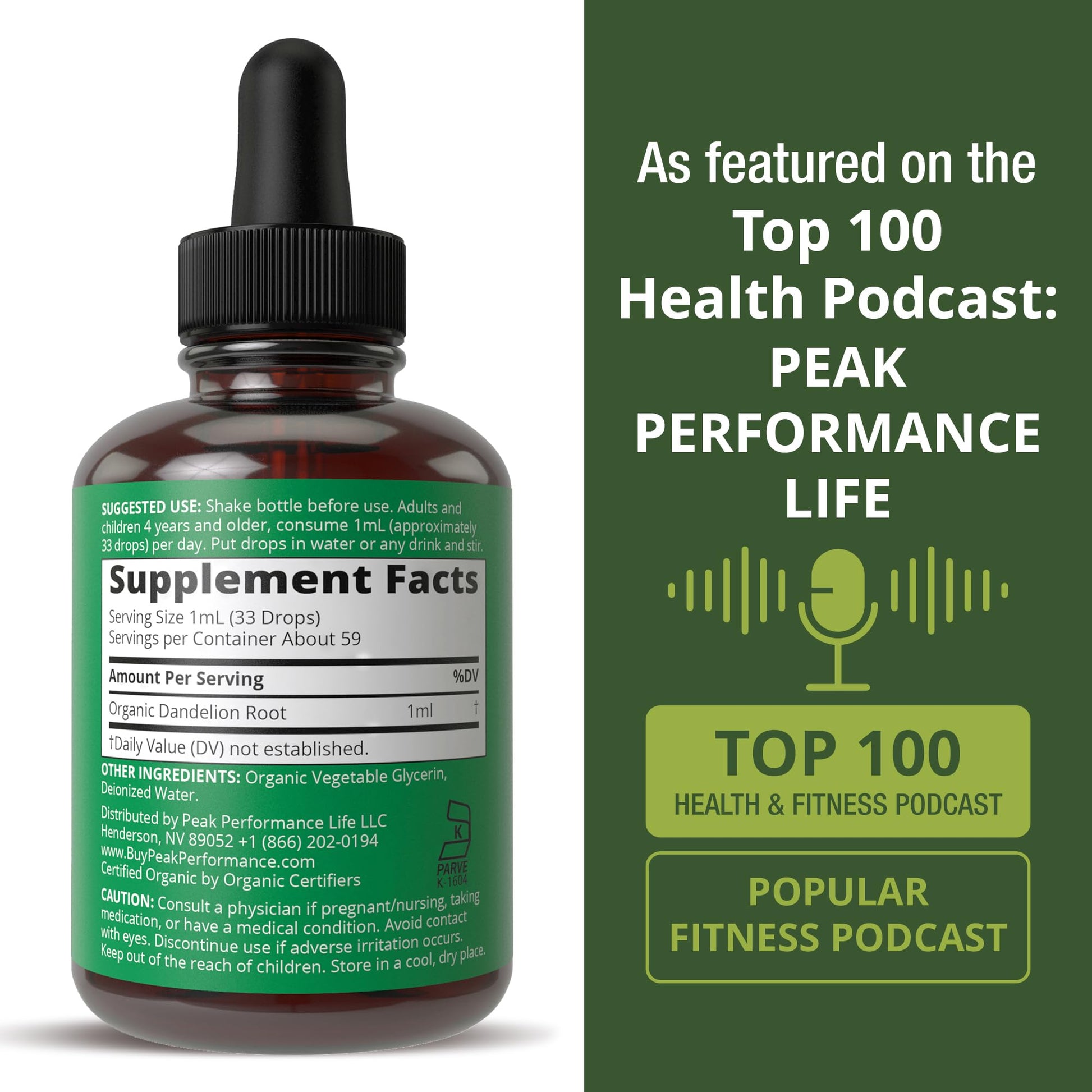 Dandelion Root Extract. USDA Organic Vegan Herbal Liquid Tincture Dandelions Supplement for Women and Men. Leaf Tonic for Immune, Liver, Gut Health. Zero Sugar, Gluten Free Supplements Not Capsules - PrimeBioHealth - canada supplements
