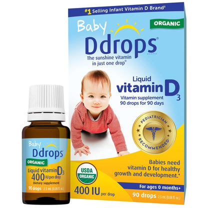 Ddrops Baby 400 IU, Vitamin D, 90 Drops 2.5mL (0.08 Fl. Oz (Pack of 1)) - PrimeBioHealth - canada supplements