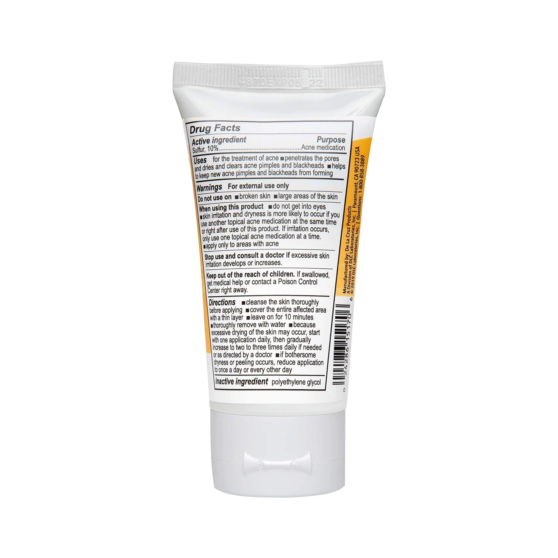 De La Cruz Sulfur Ointment - Cystic Acne Treatment for Face and Body - Daily 10 Min Spot Treatment Mask - Safe and Effective Game Changing Hormonal Acne - PrimeBioHealth - canada supplements