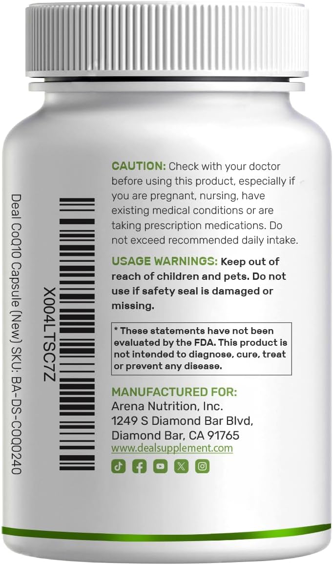 DEAL SUPPLEMENT CoQ10 300mg with Omega 3 100mg, 240 Capsules | Bioavailable Coenzyme Q10 Formula | Supports Heart, Energy & Brain Health | Antioxidant Support | Non-GMO - PrimeBioHealth - canada supplements