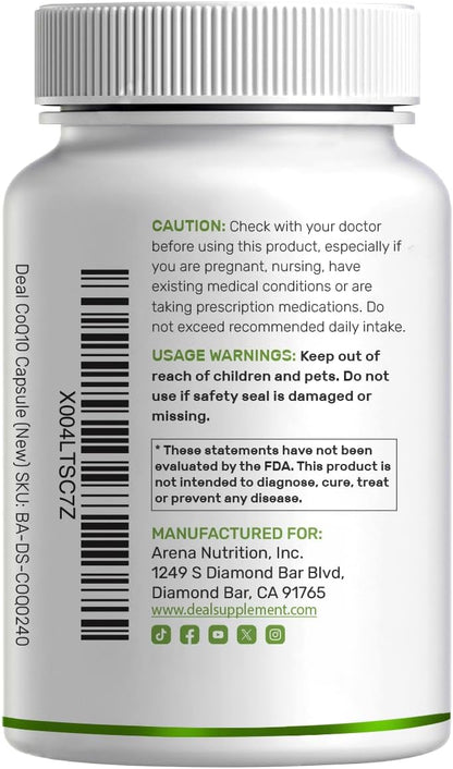 DEAL SUPPLEMENT CoQ10 300mg with Omega 3 100mg, 240 Capsules | Bioavailable Coenzyme Q10 Formula | Supports Heart, Energy & Brain Health | Antioxidant Support | Non-GMO - PrimeBioHealth - canada supplements