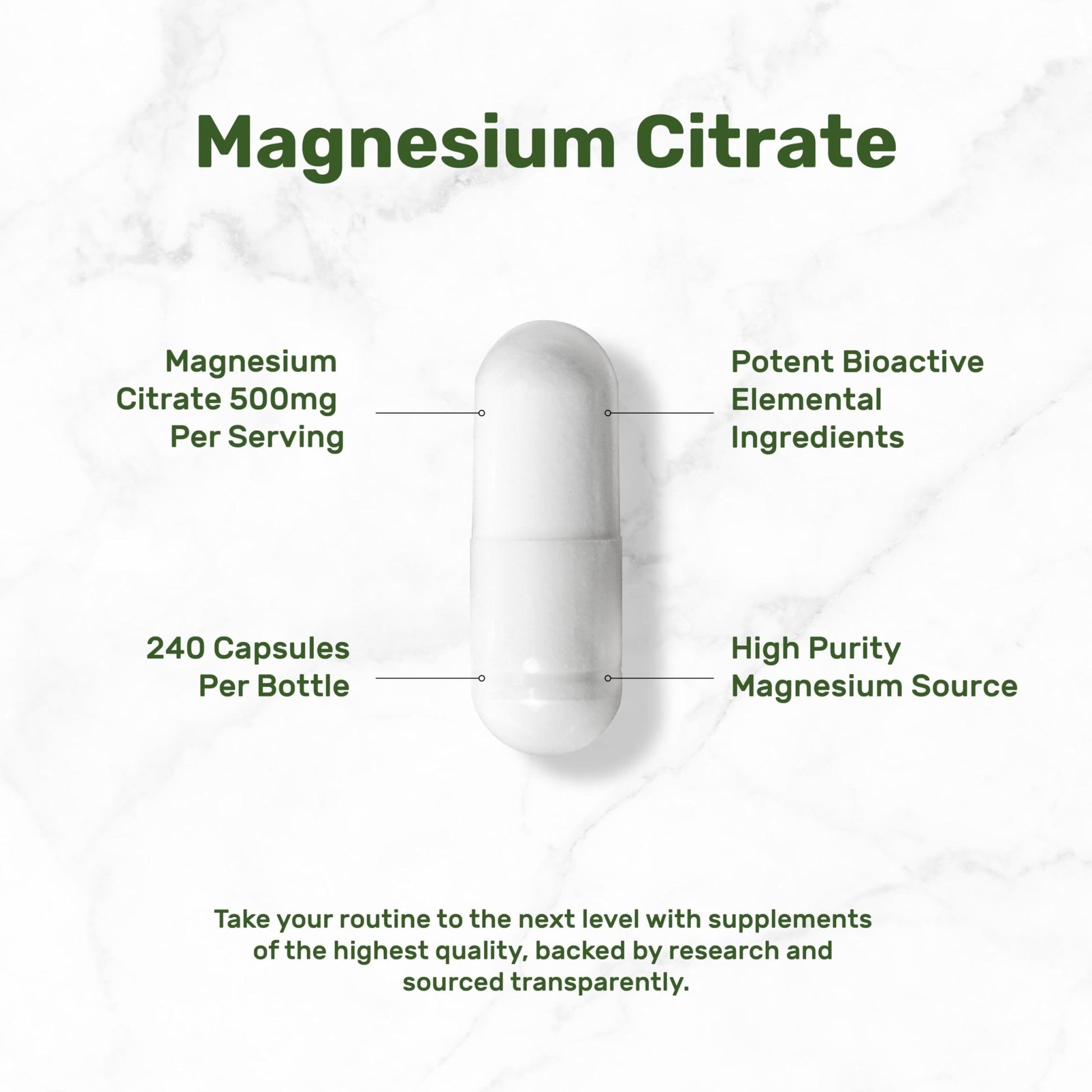DEAL SUPPLEMENT Magnesium Citrate 500mg, 240 Capsules | Easily Absorbed, Purified Trace Mineral – One a Day, Non-GMO - PrimeBioHealth - canada supplements