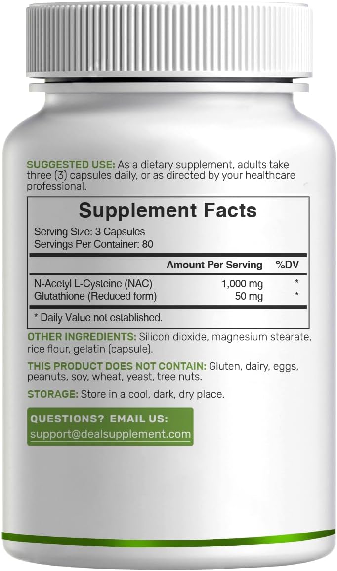 DEAL SUPPLEMENT NAC Supplement (N-Acetyl Cysteine) 1,000mg Per Serving with Reduced Glutathione, 240 Capsules – Antioxidant Support for Immune Health, Lung, & Liver Function - PrimeBioHealth - canada supplements