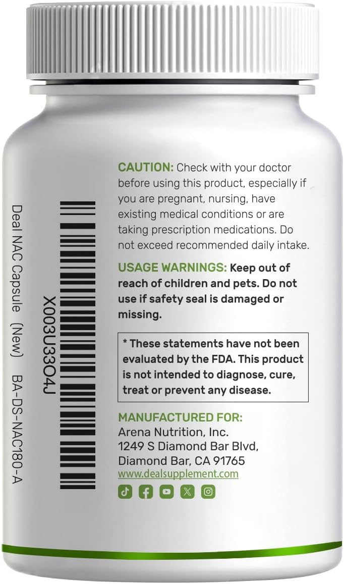 DEAL SUPPLEMENT NAC Supplement (N-Acetyl Cysteine) 1,000mg Per Serving with Reduced Glutathione, 240 Capsules – Antioxidant Support for Immune Health, Lung, & Liver Function - PrimeBioHealth - canada supplements