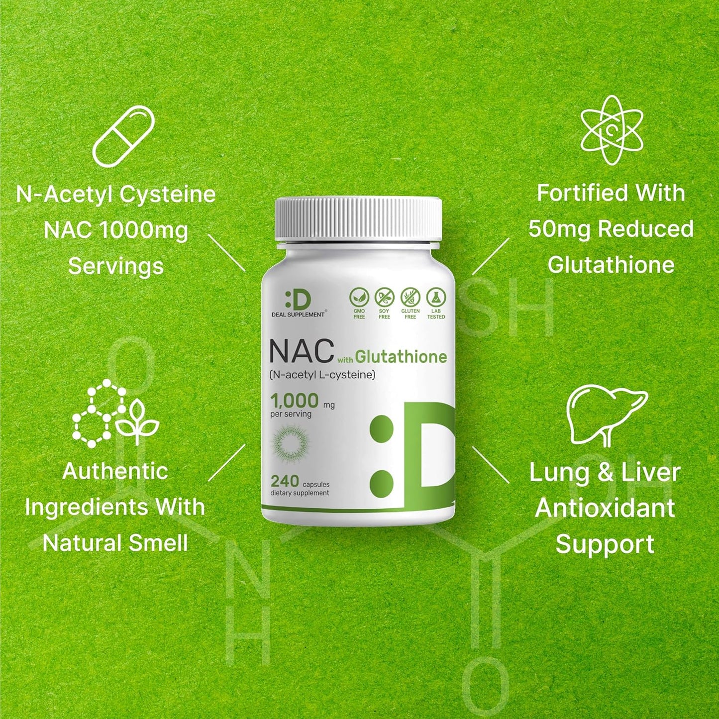 DEAL SUPPLEMENT NAC Supplement (N-Acetyl Cysteine) 1,000mg Per Serving with Reduced Glutathione, 240 Capsules – Antioxidant Support for Immune Health, Lung, & Liver Function - PrimeBioHealth - canada supplements